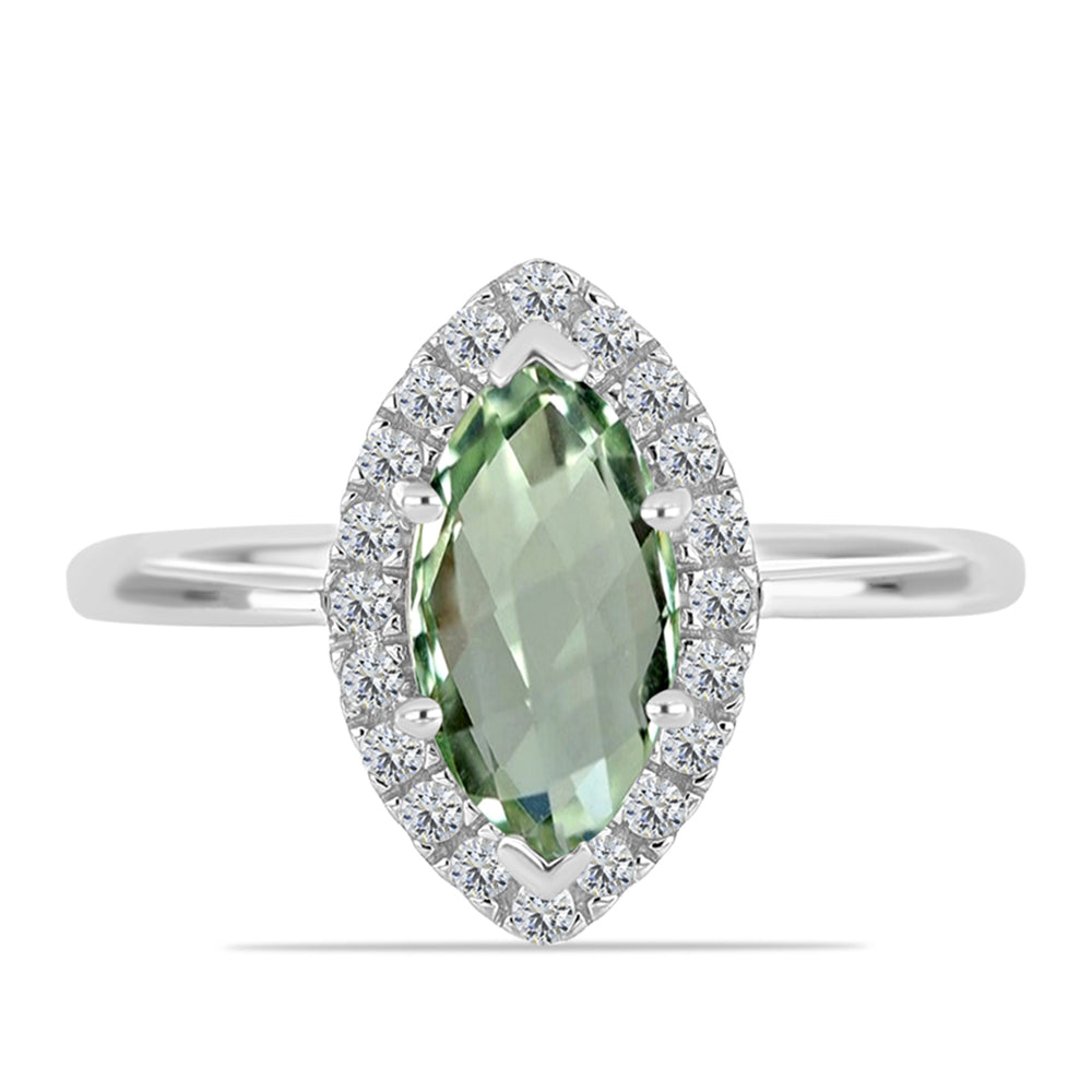 Anillo de Plata con Amatista Verde y Topacio Blanco 1 