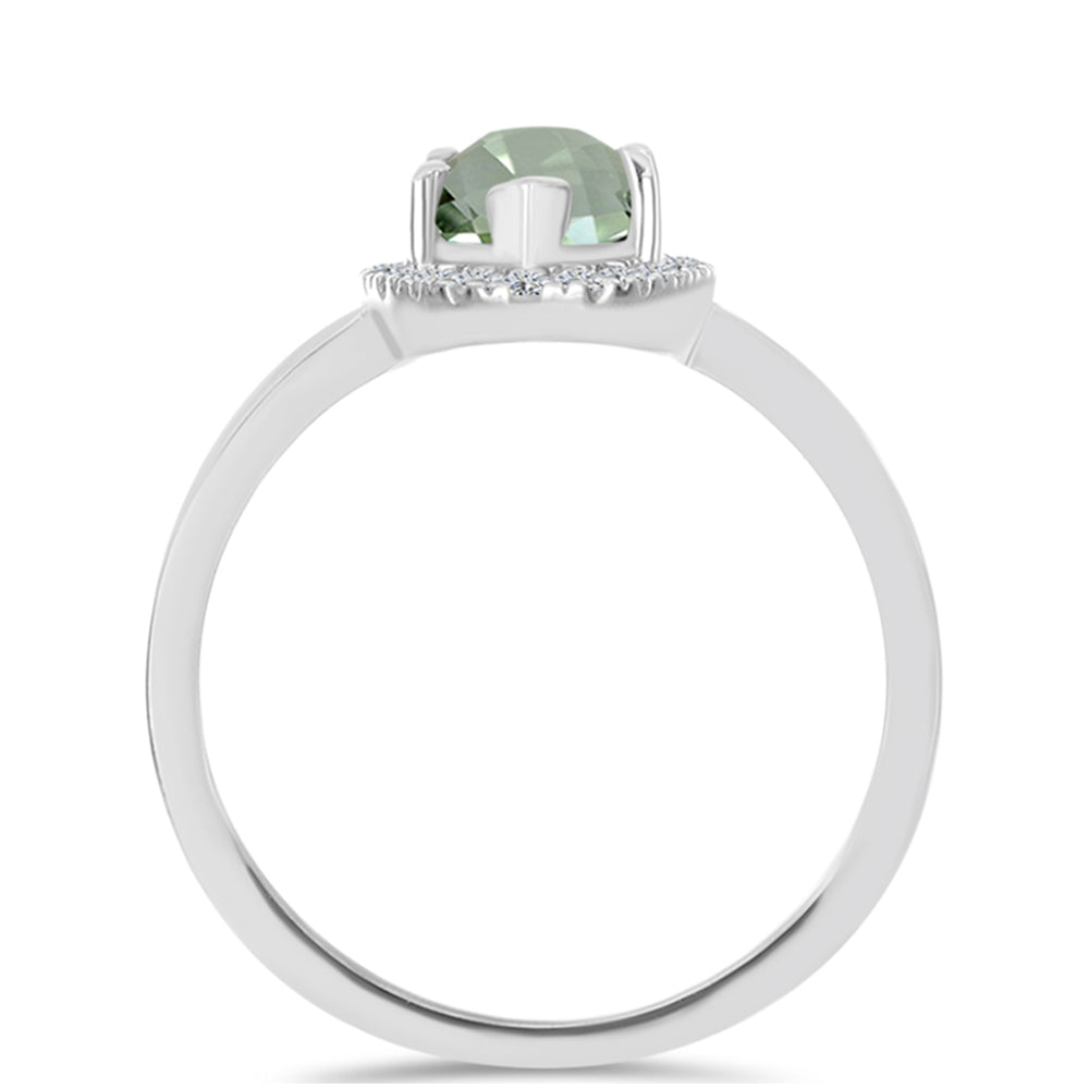 Anillo de Plata con Amatista Verde y Topacio Blanco 2 