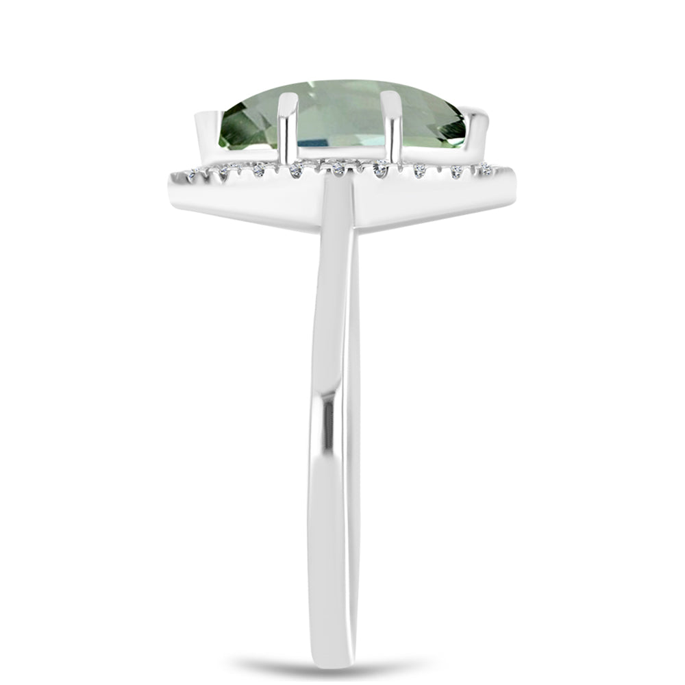 Anillo de Plata con Amatista Verde y Topacio Blanco