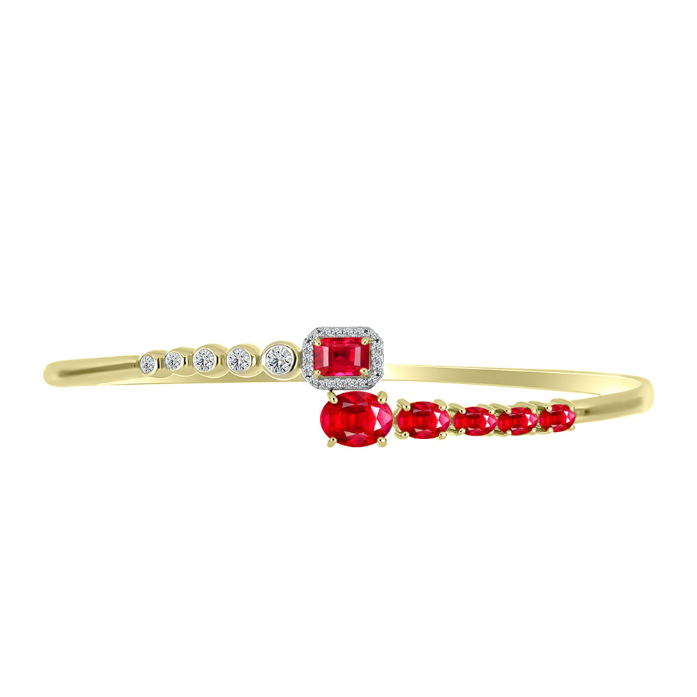 Brazalete de Plata Bañada en Oro con Ágata Roja y Topacio Blanco 2 