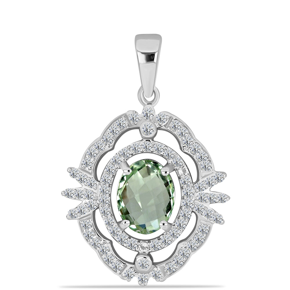Colgante de Plata con Amatista Verde y Topacio Blanco
