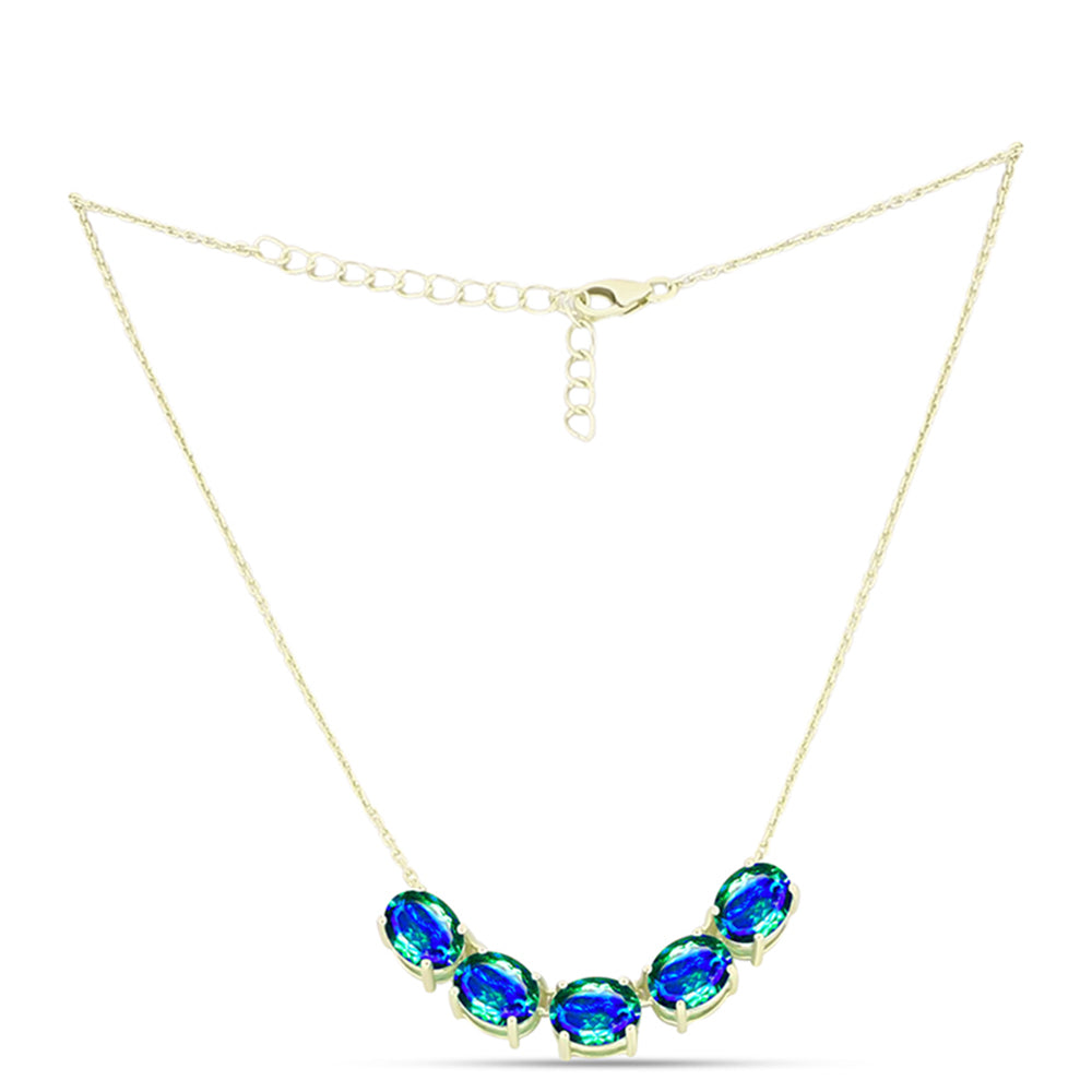 Collar de Plata Bañada en Oro con Cuarzo Pavo Real 1 