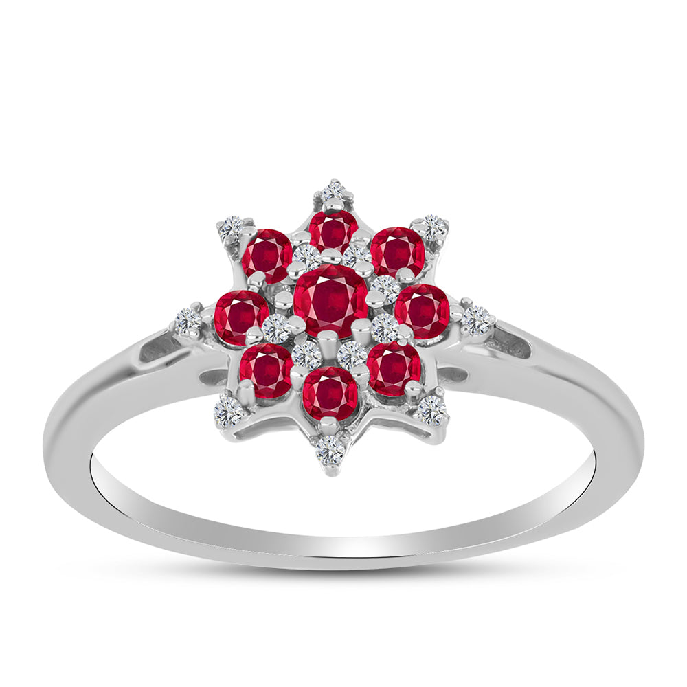 Anillo de Plata con Rubí de Madagascar y Topacio Blanco