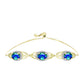Pulsera de Plata Bañada en Oro con Cuarzo Pavo Real y Topacio Blanco