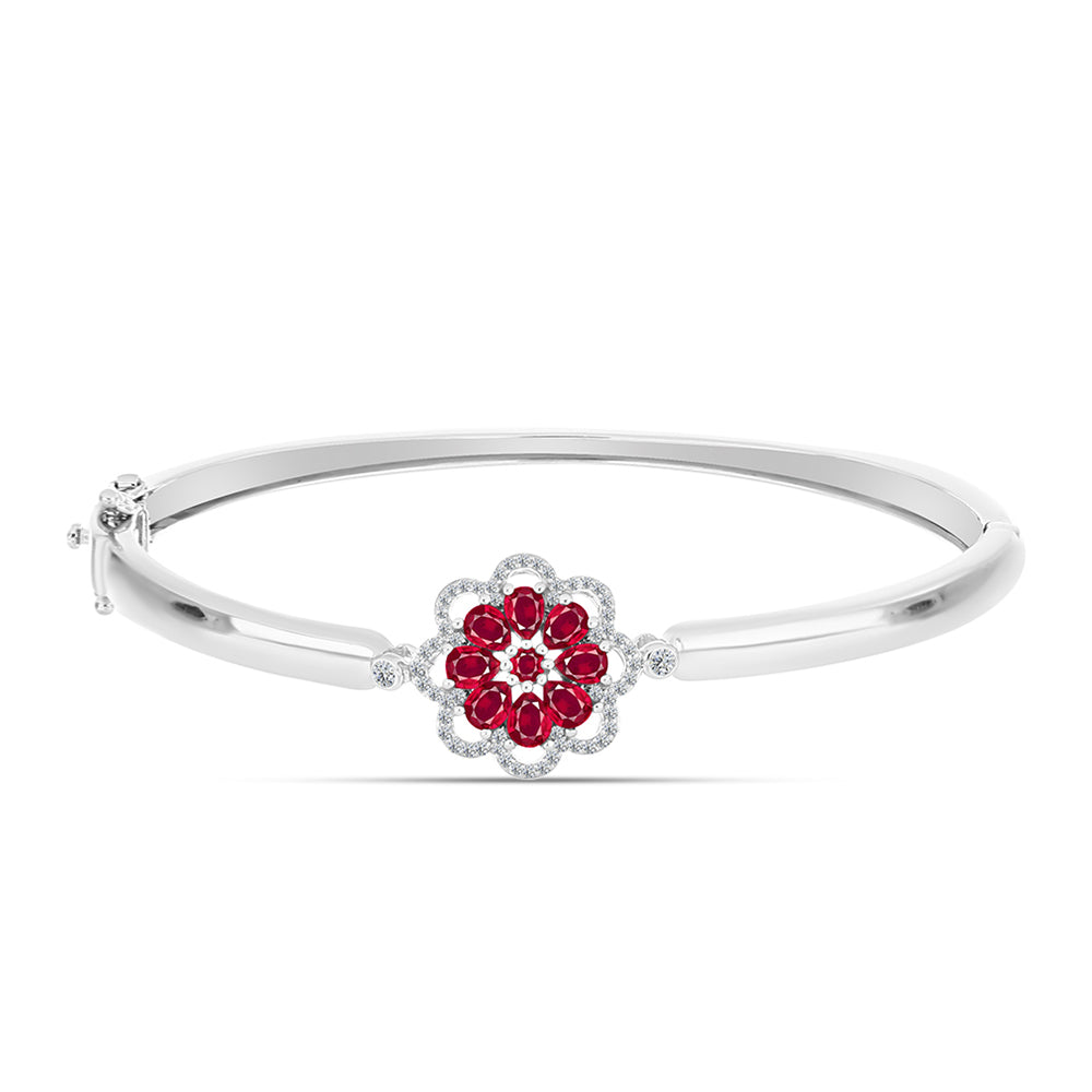 Brazalete de Plata con Rubí de Madagascar y Topacio Blanco 1 