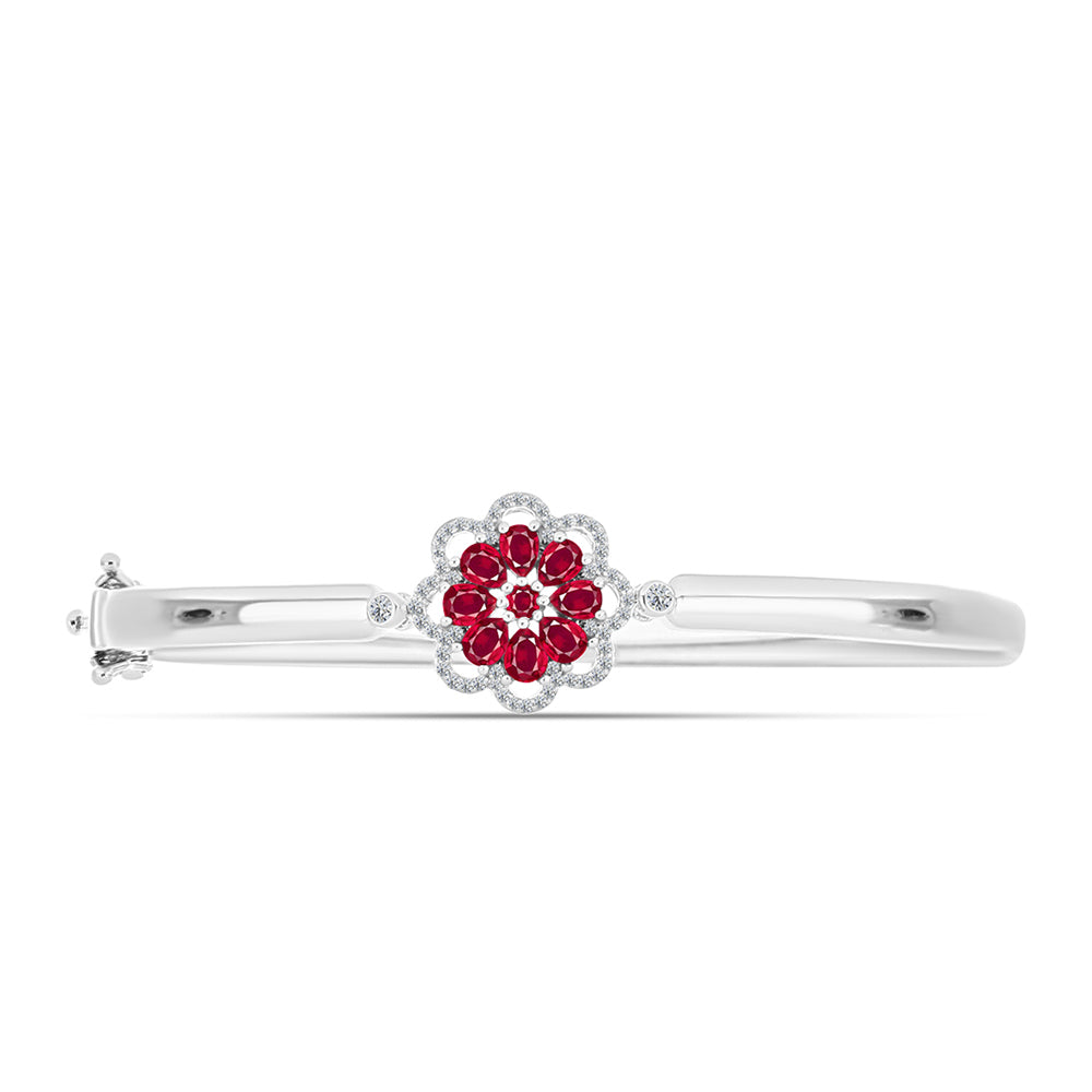 Brazalete de Plata con Rubí de Madagascar y Topacio Blanco