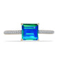 Anillo de Plata Bañada en Oro con Cuarzo Pavo Real y Topacio Blanco