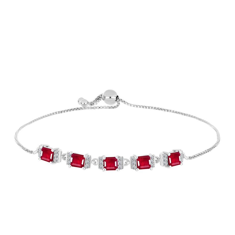 Pulsera de Plata con Rubí de Madagascar y Topacio Blanco 1 