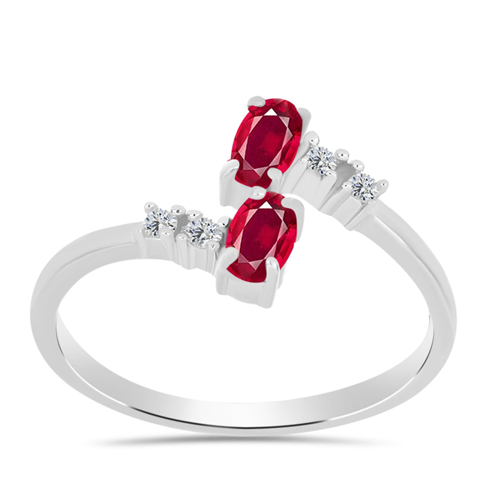 Anillo de Plata con Rubí de Madagascar y Topacio Blanco 3 
