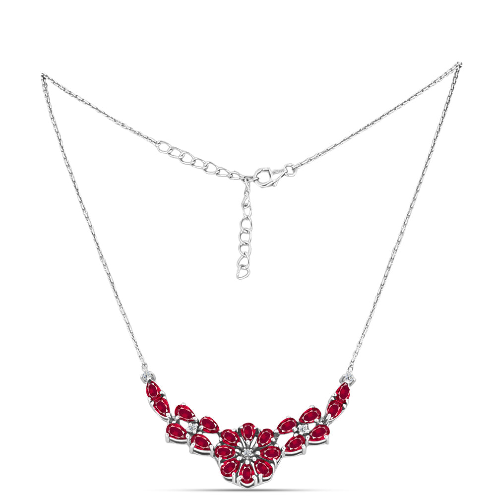 Collar de Plata con Rubí de Madagascar y Topacio Blanco 1 