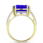 Anillo de Plata Bañada en Oro con Ágata azul y Topacio Blanco