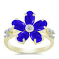 Anillo de Plata Bañada en Oro con Ágata azul y Topacio Blanco