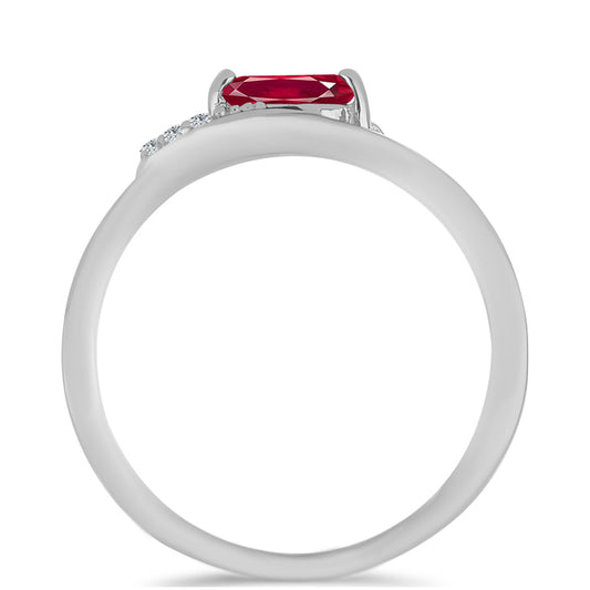 Anillo de Plata con Rubí de Madagascar y Topacio Blanco