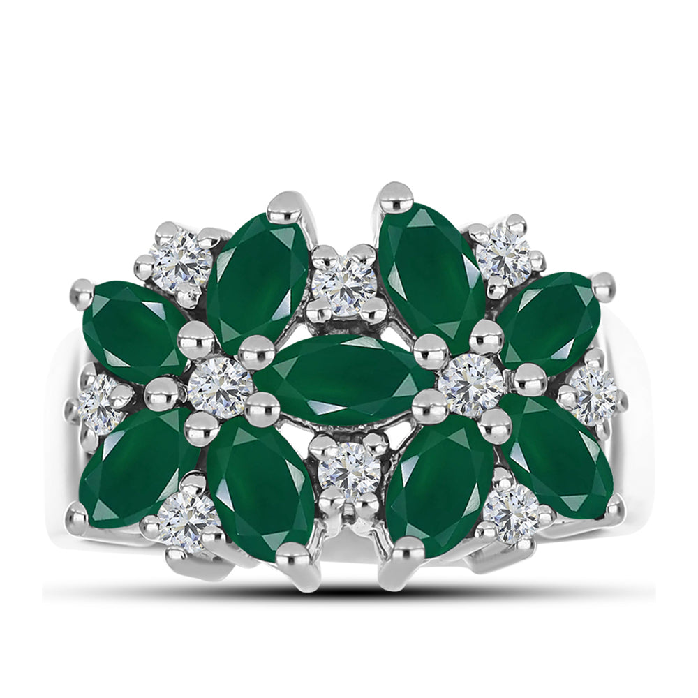 Anillo de Plata con Calcedonia Verde y Topacio Blanco 1 