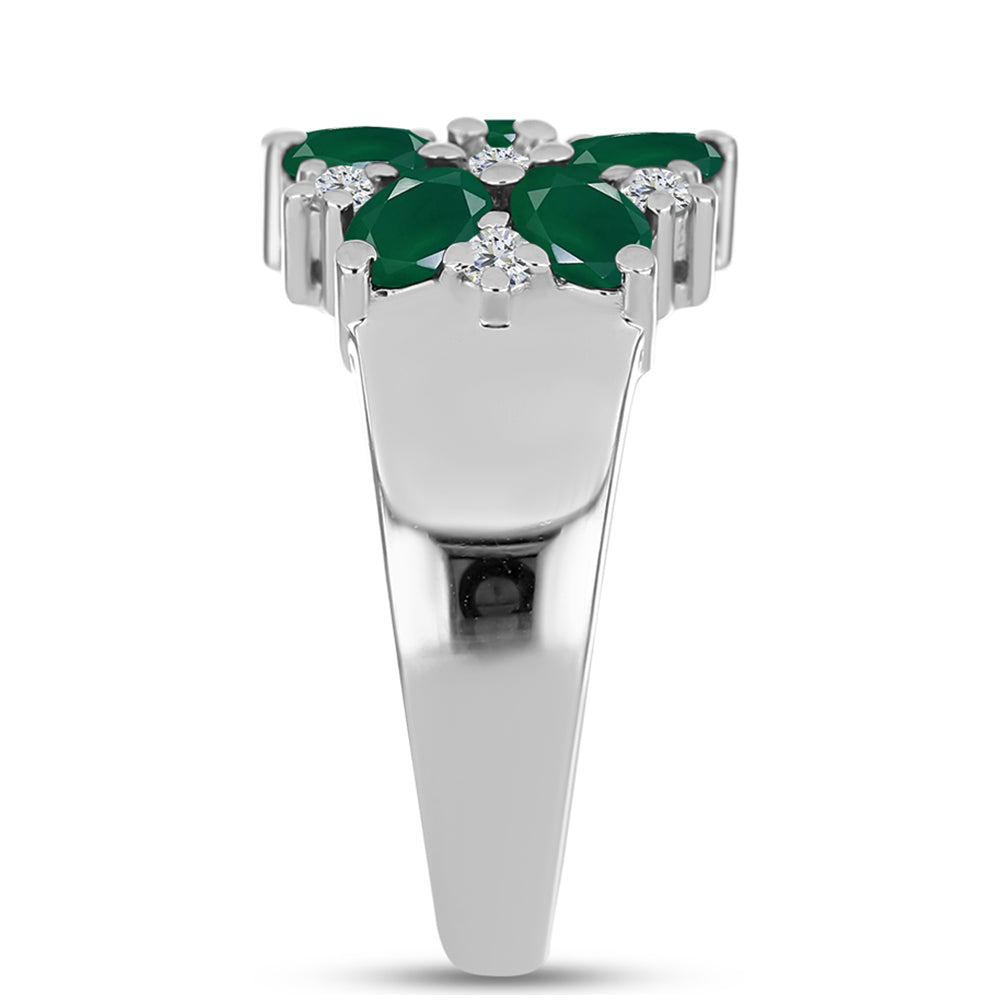 Anillo de Plata con Calcedonia Verde y Topacio Blanco 4 