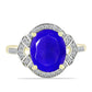 Anillo de Plata Bañada en Oro con Ágata azul y Topacio Blanco