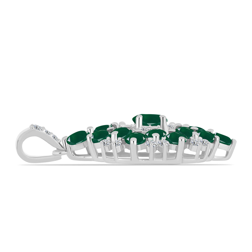 Colgante de Plata con Calcedonia Verde y Topacio Blanco 2 