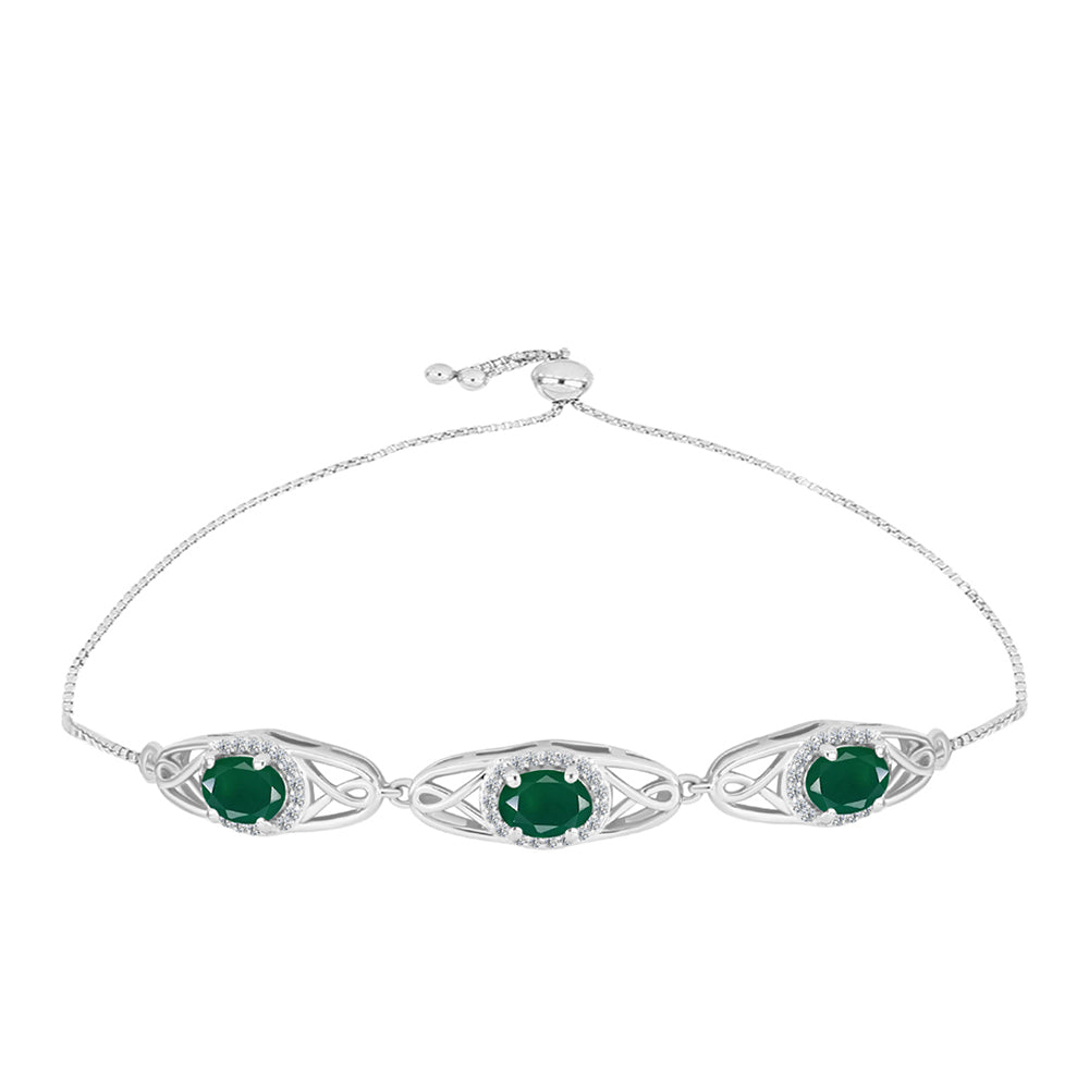 Pulsera de Plata con Ágata verde de Spruce Pine y Topacio Blanco