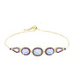 Pulsera de Plata Bañada en Oro con Piedra Lunar Arco Iris y Amatista de Marruecos
