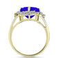 Anillo de Plata Bañada en Oro con Ágata azul y Topacio Blanco