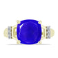 Anillo de Plata Bañada en Oro con Ágata azul y Topacio Blanco