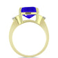 Anillo de Plata Bañada en Oro con Ágata azul y Topacio Blanco