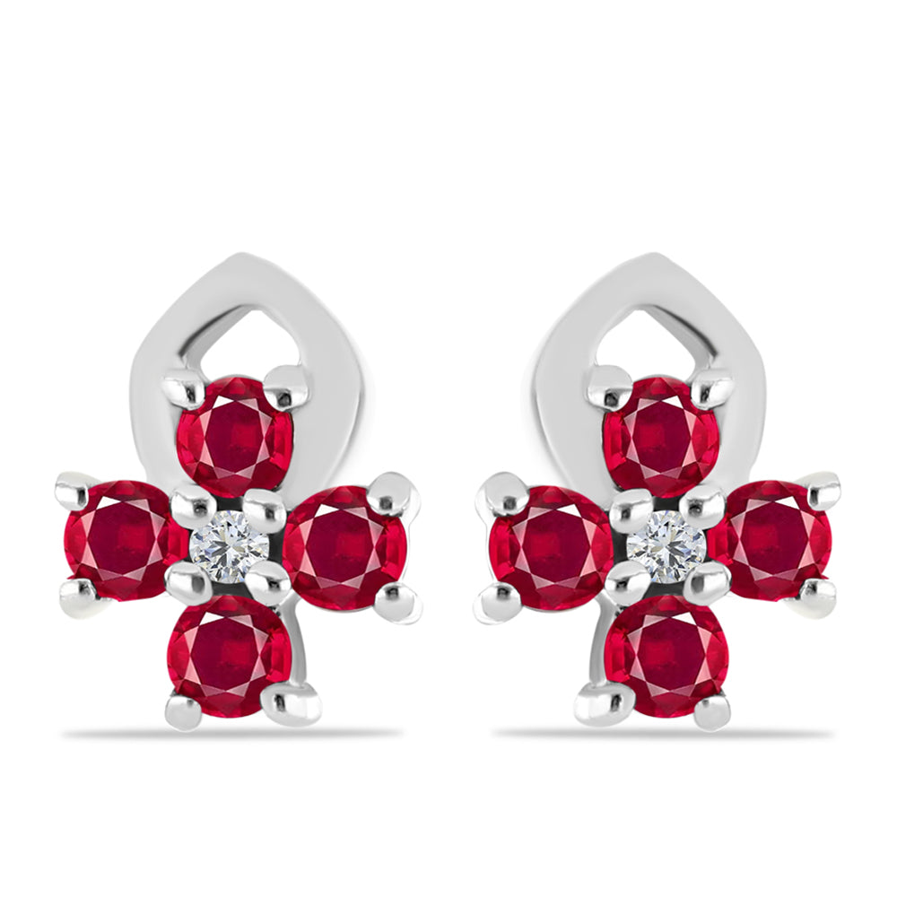 Pendientes de Plata con Rubí de Madagascar y Topacio Blanco 1 