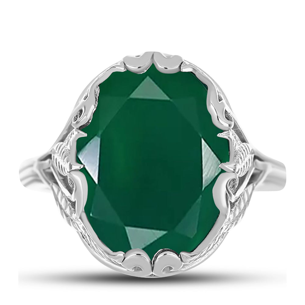Anillo de Plata con Calcedonia Verde 1 