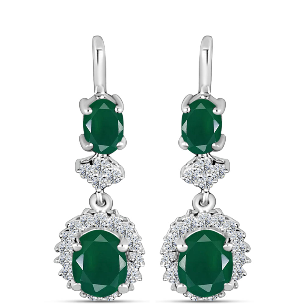 Pendientes de Plata con Calcedonia Verde y Topacio Blanco 1 