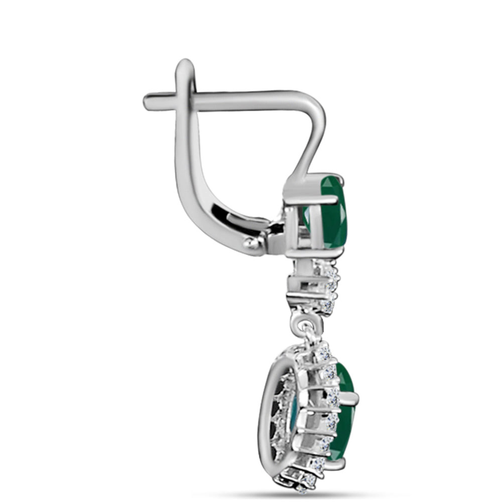 Pendientes de Plata con Calcedonia Verde y Topacio Blanco 2 