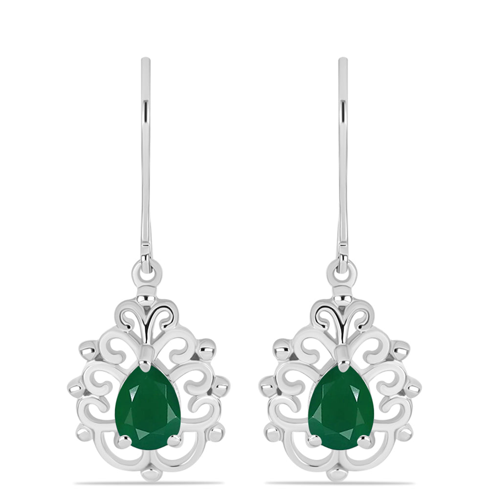Pendientes de Plata con Calcedonia Verde