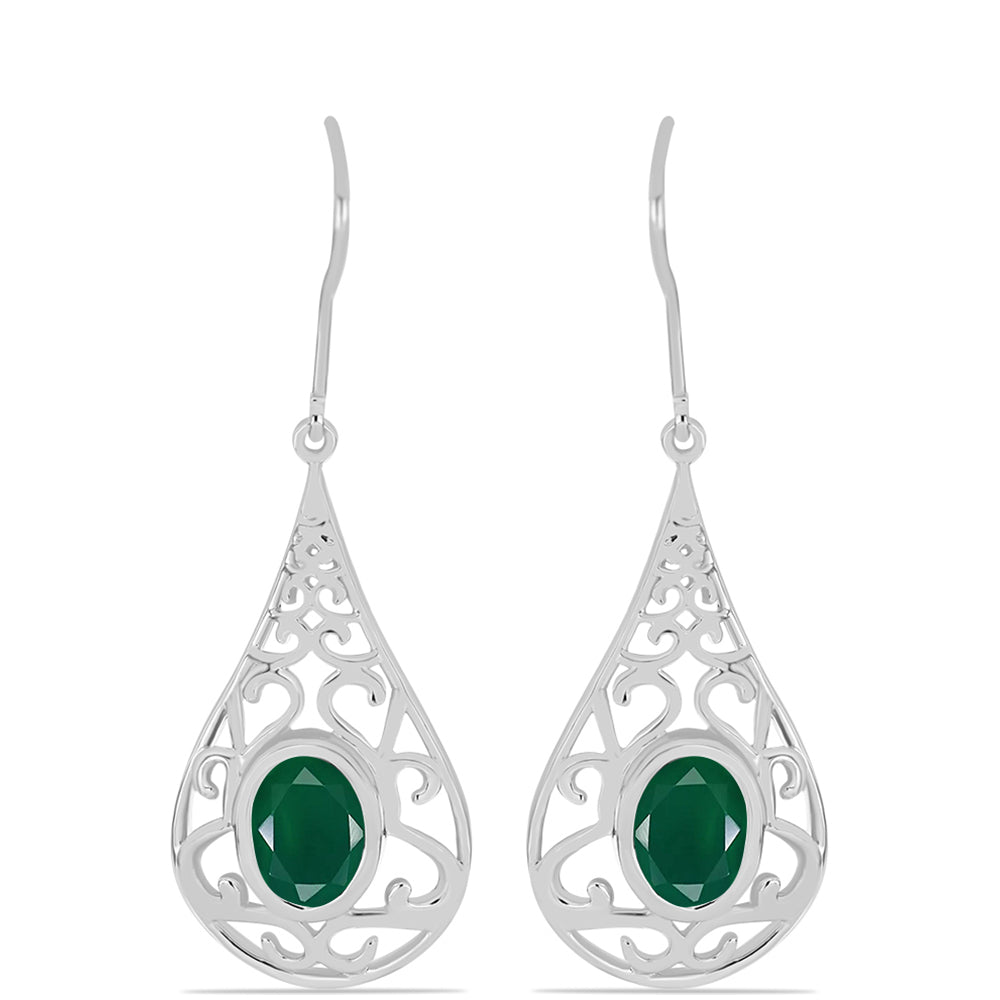 Pendientes de Plata con Calcedonia Verde
