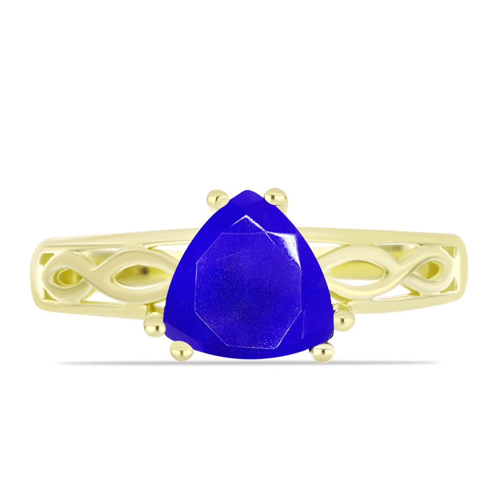 Anillo de Plata Bañada en Oro con Ágata azul 1 