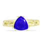 Anillo de Plata Bañada en Oro con Ágata azul