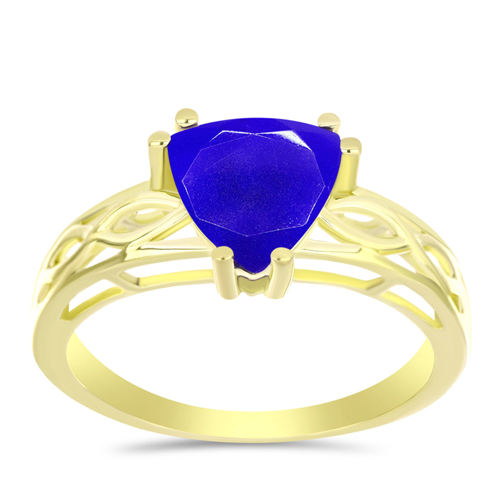 Anillo de Plata Bañada en Oro con Ágata azul 3 