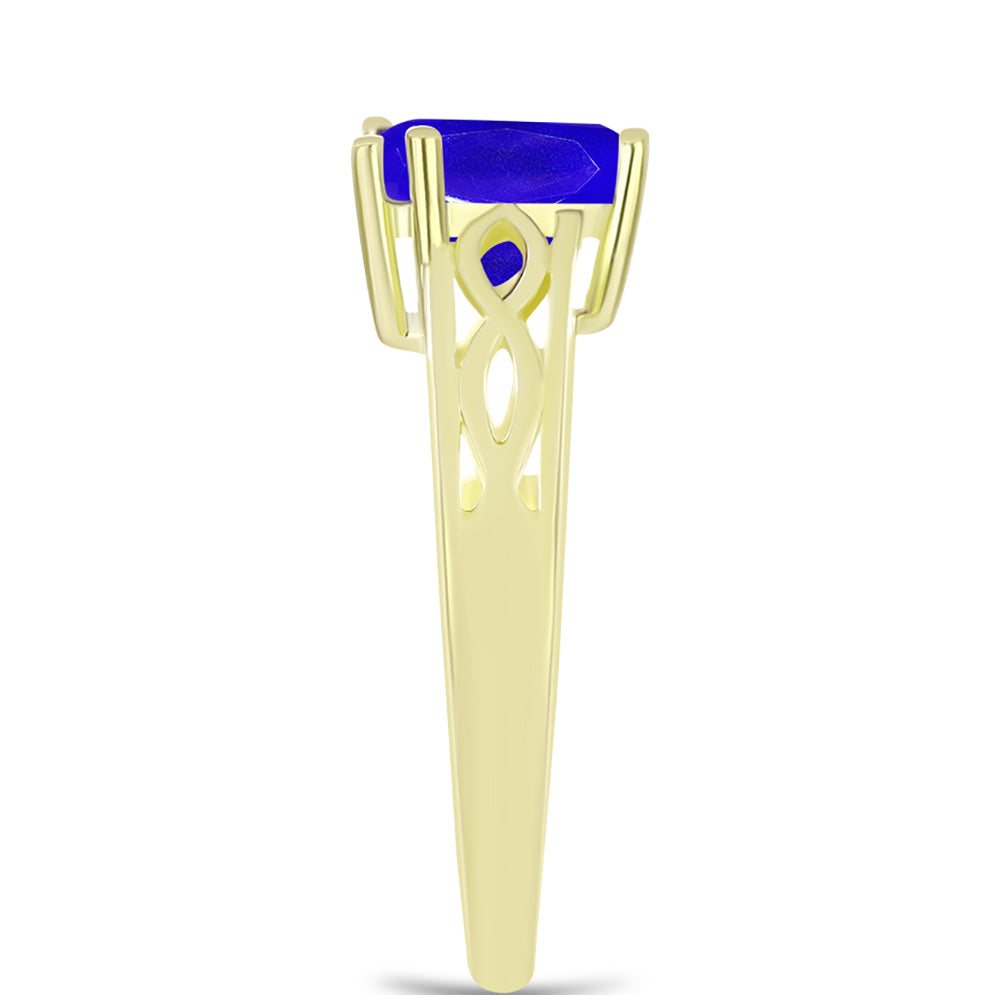 Anillo de Plata Bañada en Oro con Ágata azul 4 