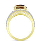 Anillo de Plata Bañada en Oro con Cuarzo Coñac y Topacio Blanco