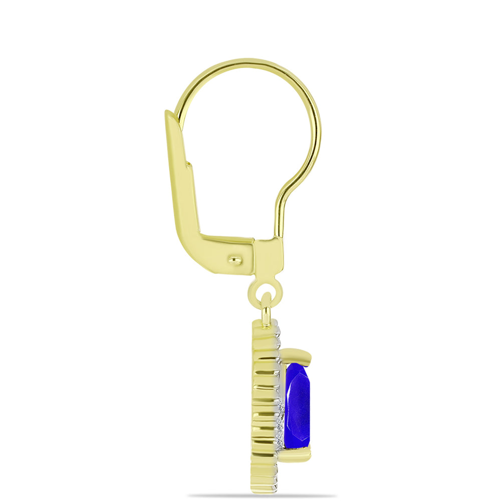 Pendientes de Plata Bañada en Oro con Ágata azul y Topacio Blanco