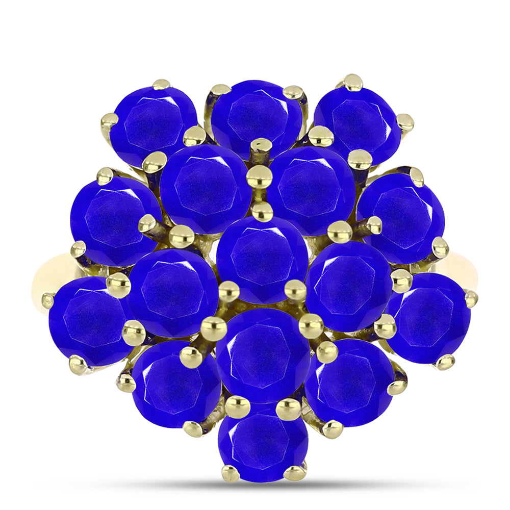 Anillo de Plata Bañada en Oro con Ágata azul