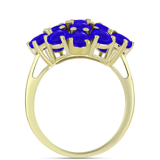 Anillo de Plata Bañada en Oro con Ágata azul
