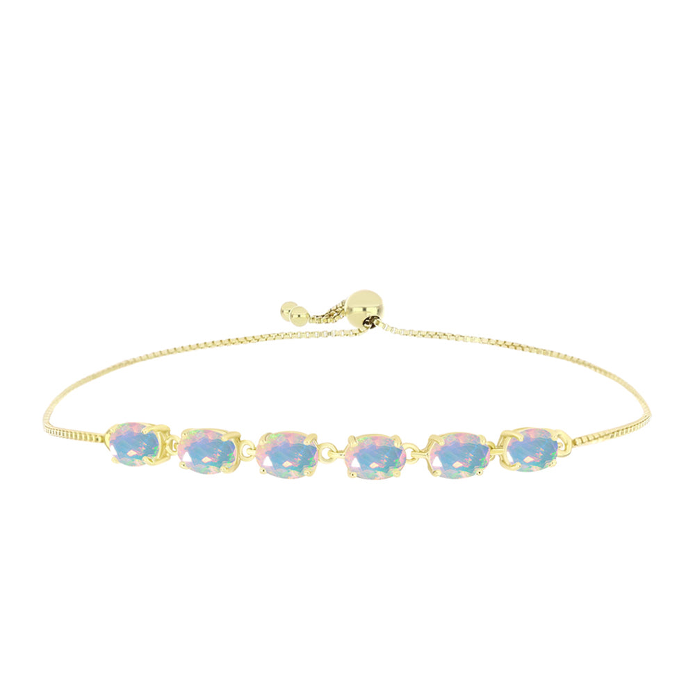 Pulsera de Plata Bañada en Oro con Ópalo Welo