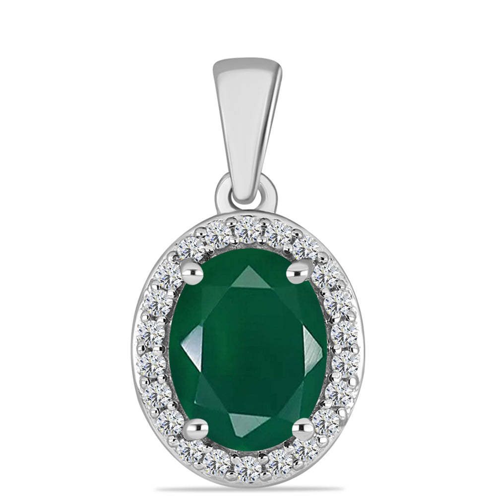 Colgante de Plata con Calcedonia Verde y Topacio Blanco 1 