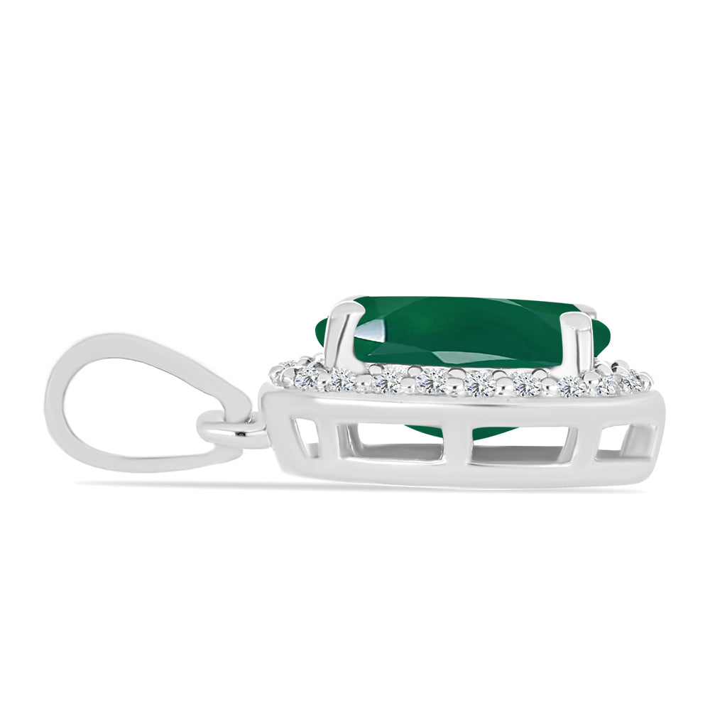 Colgante de Plata con Calcedonia Verde y Topacio Blanco