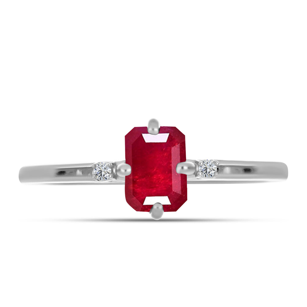Anillo de Plata con Rubí de Madagascar y Topacio Blanco 1 