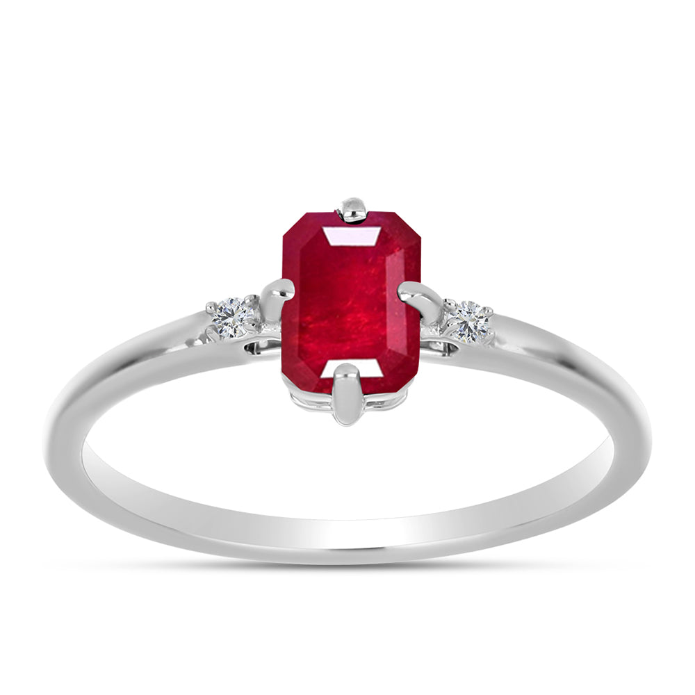 Anillo de Plata con Rubí de Madagascar y Topacio Blanco