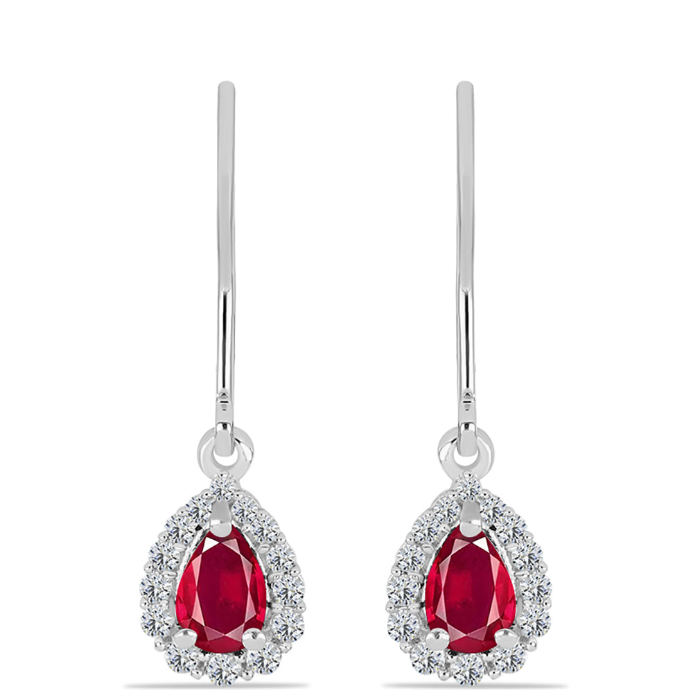 Pendientes de Plata con Rubí de Madagascar y Topacio Blanco 1 