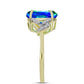 Anillo de Plata Bañada en Oro con Cuarzo Pavo Real y Topacio Blanco