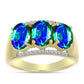 Anillo de Plata Bañada en Oro con Cuarzo Pavo Real y Topacio Blanco