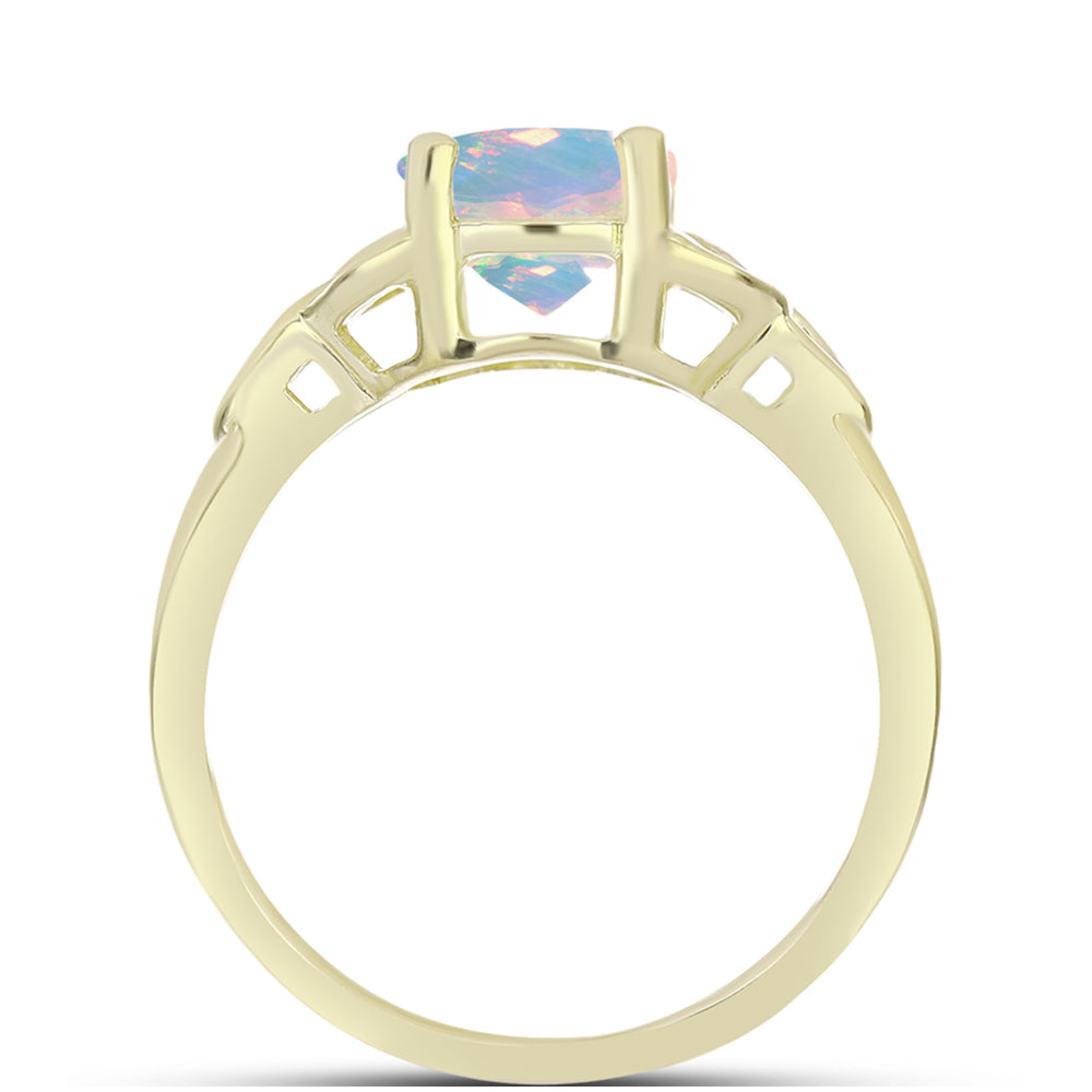 Anillo de Plata Bañada en Oro con Ópalo Welo