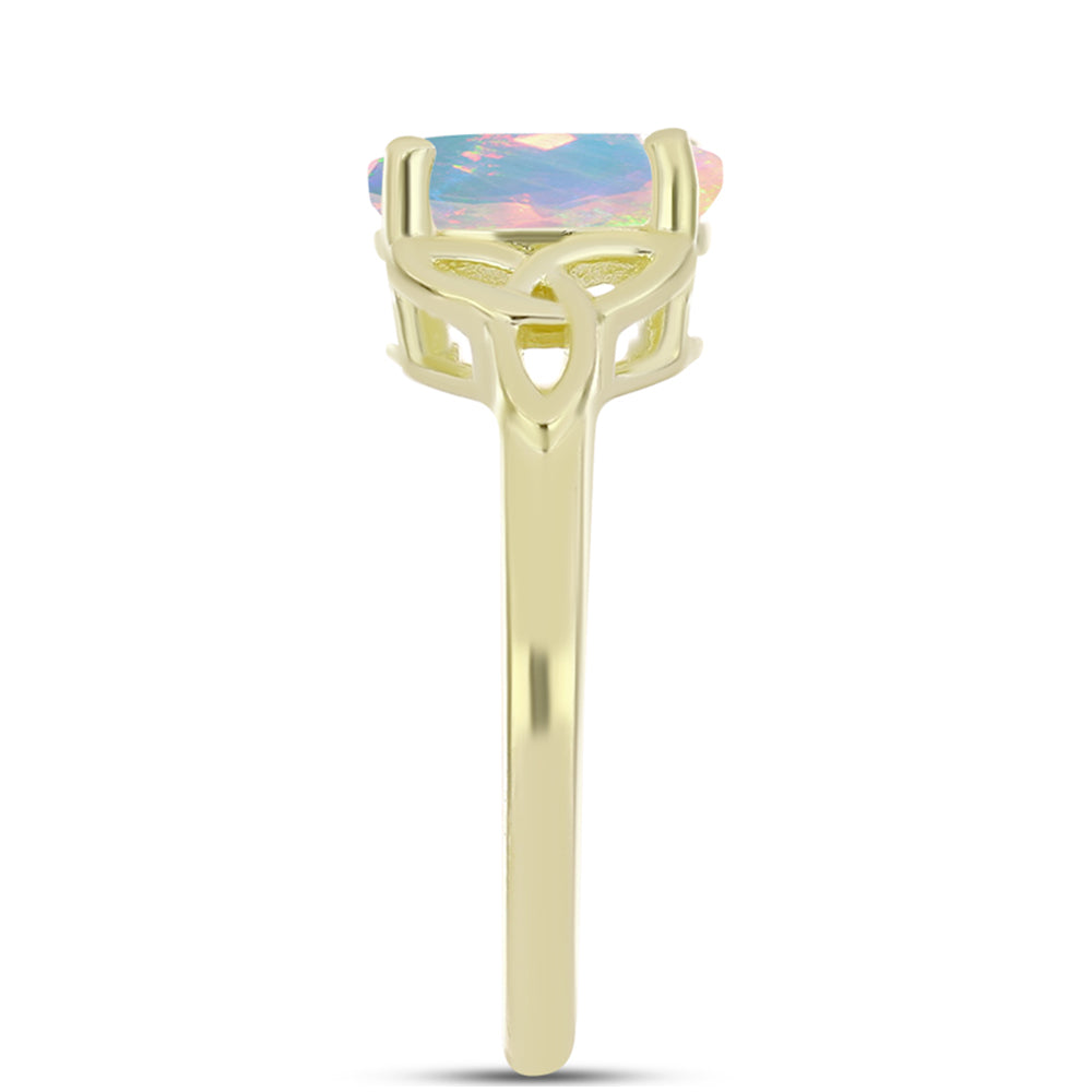 Anillo de Plata Bañada en Oro con Ópalo Welo 4 